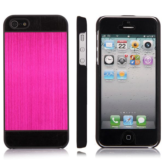 Harjattu Alumiini - Black (Kuuma Pinkki) iPhone 5 / 5S Suojakuori