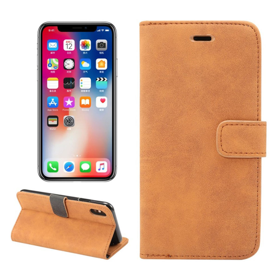 iPhone 9 Retro Tyylinen Synteetti Nahkainen Lompakko Suojakotelo - Ruskea
