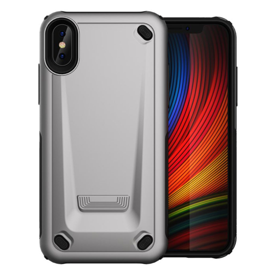 iPhone XS sporttinen hybriidi muovinen takasuoja kuori - Vaalean Harmaa