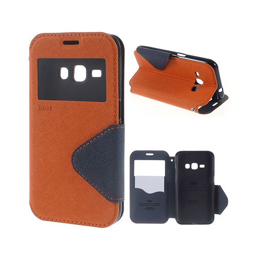 ROAR KOREA Samsung Galaxy J1 (2016) Nahkakotelo Korttitaskuilla - Oranssi