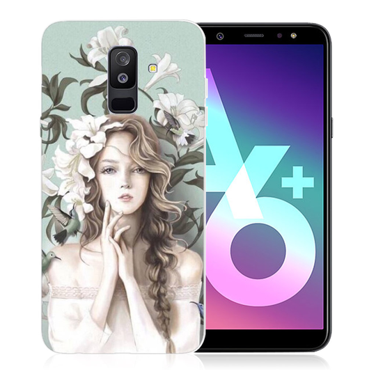Samsung Galaxy A6 Plus (2018)Kuviollinen Printattu Pehmeä Muovinen Takasuoja Kuori - Kaunis Tyttö