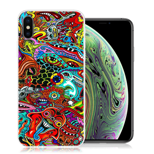 iPhone XS kuviollinen silikooni muovinen joustava suojakuori - Värikäs Kuvio