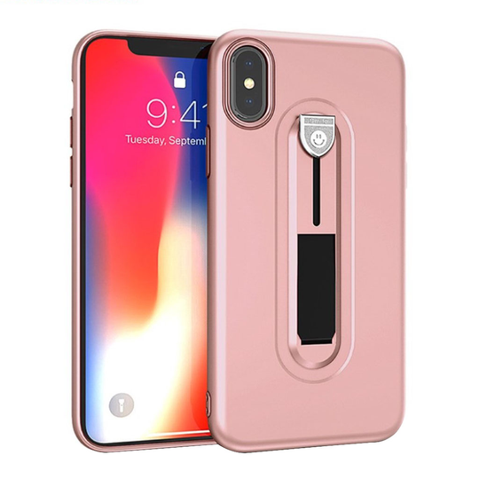 iPhone 9 Plus Matta Pintainen Iskukestävä Muovi Takasuoja Kuori Jalkatuella - Ruusu Kulta