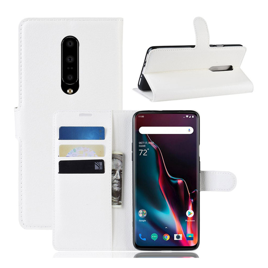 OnePlus 7 Pro litchi leather case - White