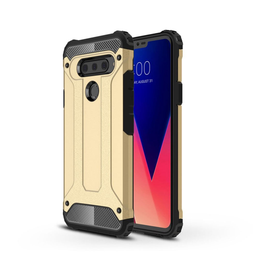 LG V40 ThinQ heavy duty rosoinen hybrid suojakotelo - Kulta