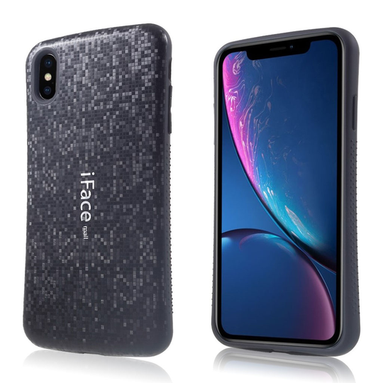 iPhone Xs Max IFACE MALL mosaiikki kuviollinen hybriidi muovinen takasuoja kuori - Musta