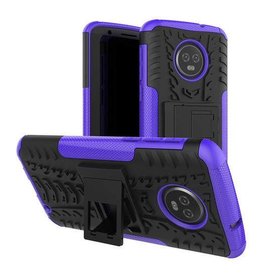Motorola Moto G6 Plus tyre pattern kickstand hybrid case - Purple