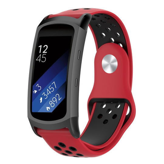 Samsung Gear Fit2 Pro kaksivärinen pehmeä silikoni kellon ranneke hihna - Punainen / Musta