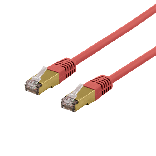 S/FTP Cat6a -laitekaapeli, 2 M, 500 MHz, Delta-sertifioitu, LSZH, Punainen