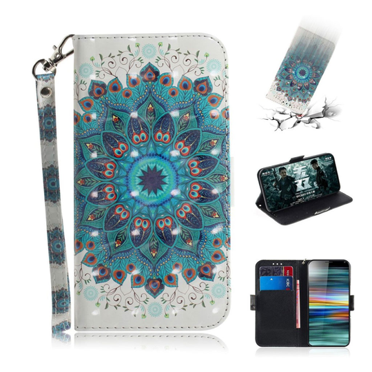 Sony Xperia 10 kuviollinen nahkainen suojakotelo - Mandala Kukka