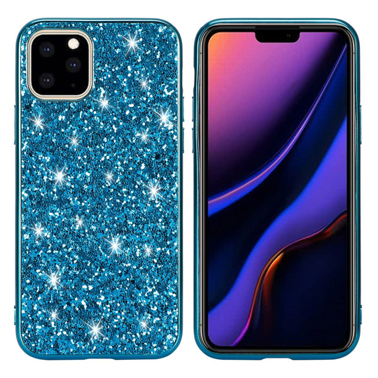 Glitter iPhone 11 Pro Max kuoret - Syaani