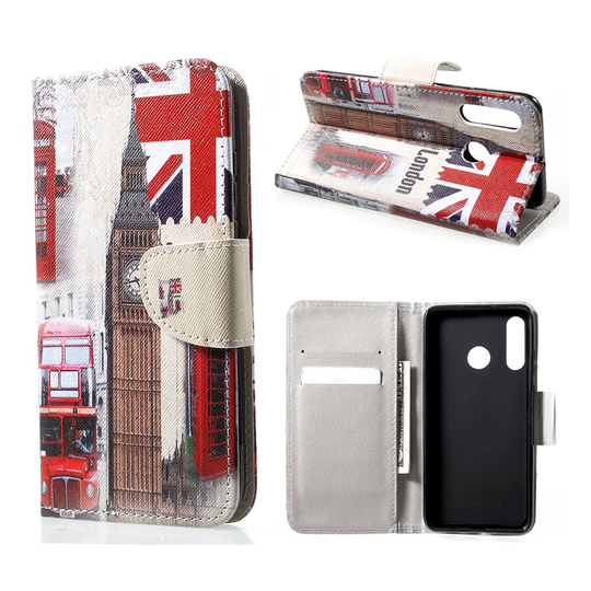 Huawei P30 Lite kuvioitu nahkainen flip suojakotelo - Big Ben ja UK lippu