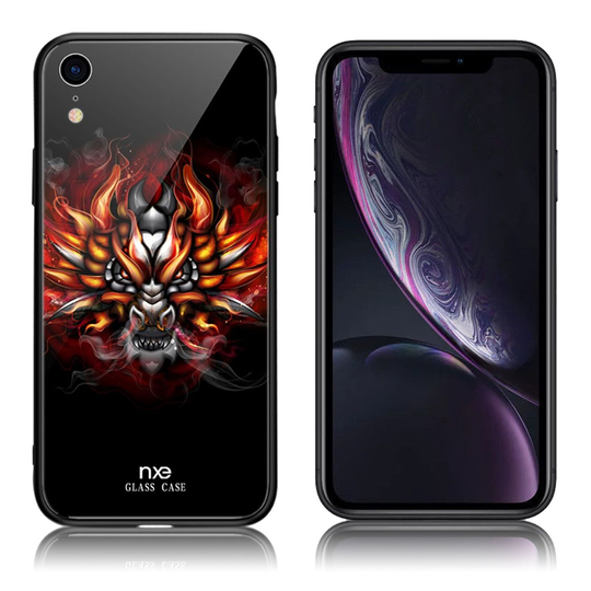 iPhone Xr NXE hybriidi suojakuori kuviollisesta lasista ja muovista - Raju Lohikäärme