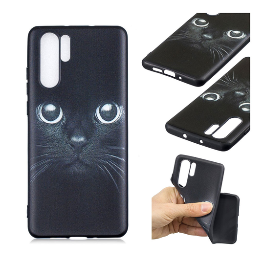Huawei P30 Pro kohokuvioitu kuosillinen pehmeä suojakotelo - Kissa