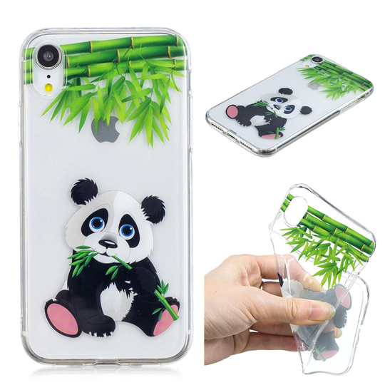 iPhone Xr kuviollinen pehmeä silikooni muovinen takasuoja kuori - Bamboo Panda