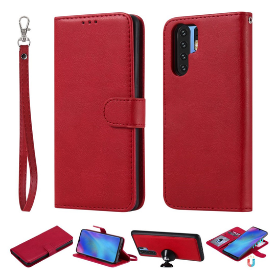 Huawei P30 Pro irroitettava 2-in-1 nahkainen flip suojakotelo - Punainen