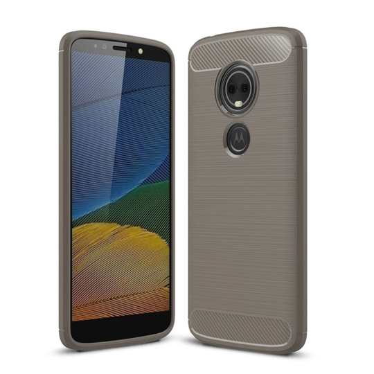 Harjattu Hiilikuitu Rakenne TPU Suojaava Mobiilikuori Motorola Moto G6 Play - Harmaa