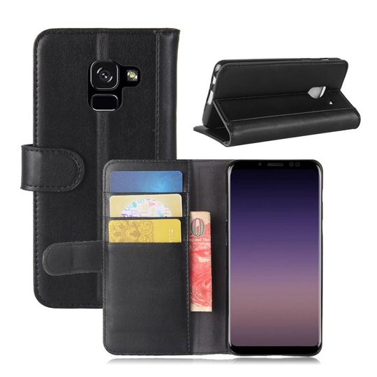 Samsung Galaxy A8 (2018) business tyylinen nahkakotelo - Musta