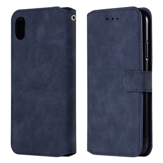 iPhone Xs Max premium vintage leather flip case - Dark Blue