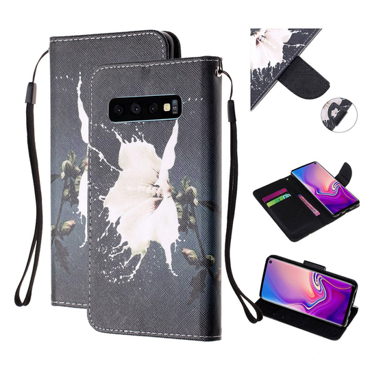 Samsung Galaxy S10 Plus pattern leather case - White Flower