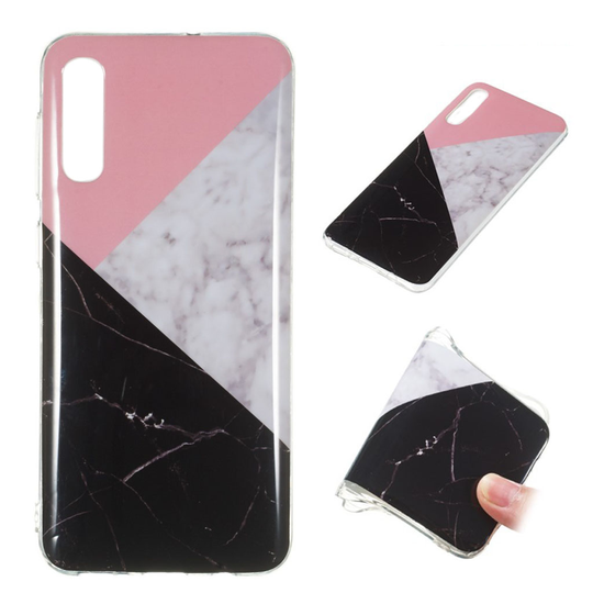 Marble Samsung Galaxy A50 kuoret - Ruusu / valkoinen / musta marmori