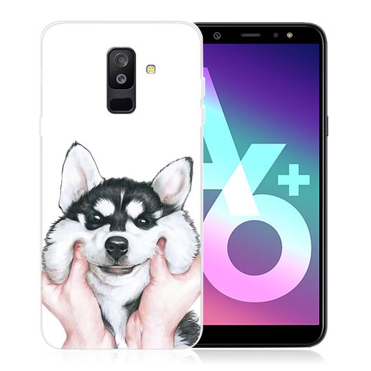 Samsung Galaxy A6 Plus (2018)Kuviollinen Printattu Pehmeä Muovinen Takasuoja Kuori - Husky Koira