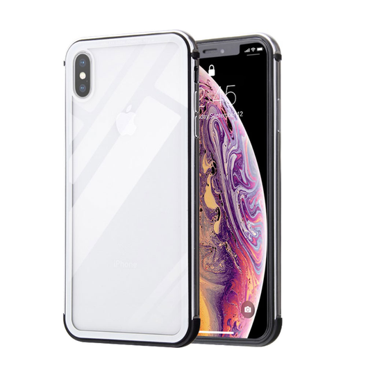 iPhone XS HOWMAK kakisvärinen metalli ja lasi suojakuori - Hopea