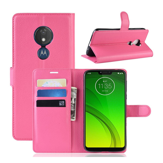 Motorola Moto G7 Power litsi nahkainen suojakotelo - Rose