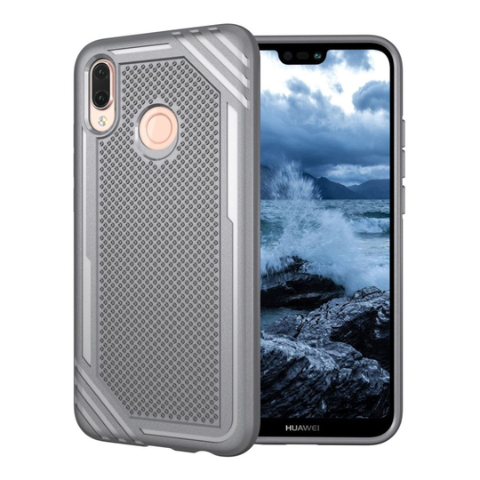Huawei P20 Lite Anti-Slip Kilpi Kova TPU Muovi Taksuoja Kuori - Harmaa
