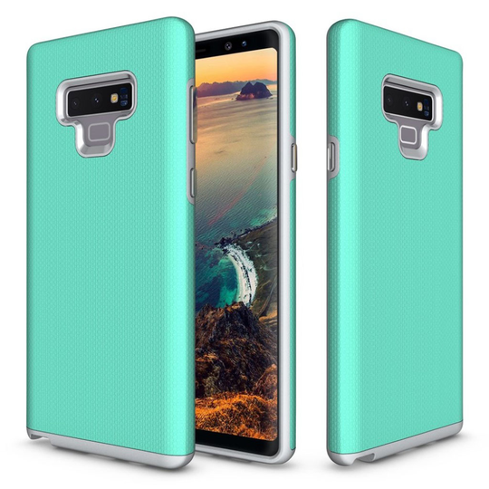 Samsung Galaxy Note9 Liukuestoinen Hybriidi Muovinen Takasuoja Kuori - Cyaani