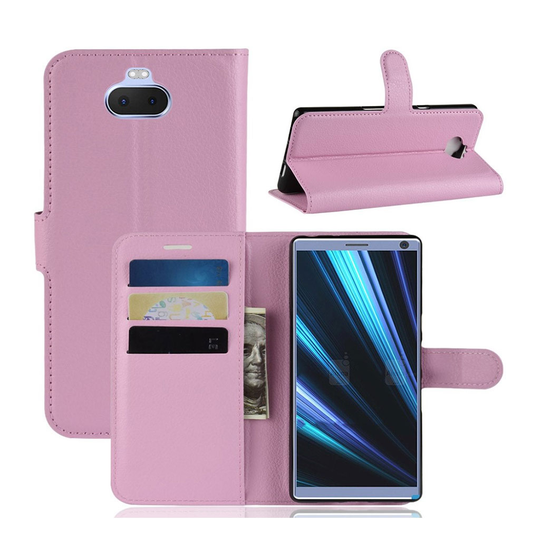 Sony Xperia 10 Plus litchi leather case - Pink