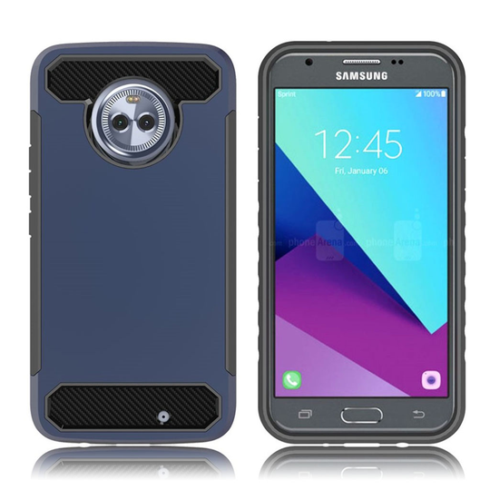 Motorola Moto X4 hiilikuitutekstuurinen suojakuori - Tummansininen