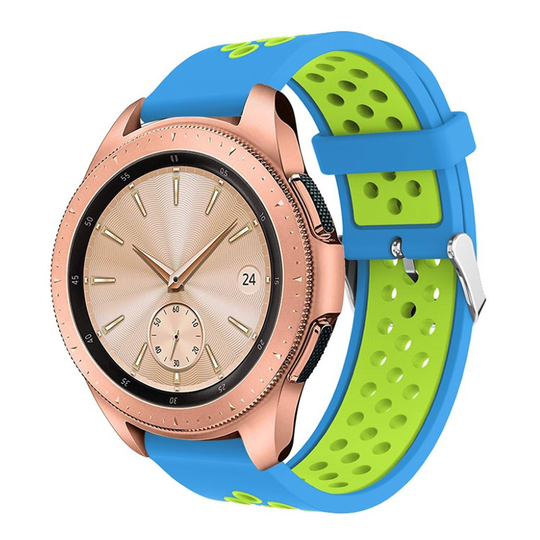 Samsung Galaxy Watch (42mm) Ontto kaksisävyinen silikooni muovinen kellon vaihto ranneke - Sininen/ Vihreä