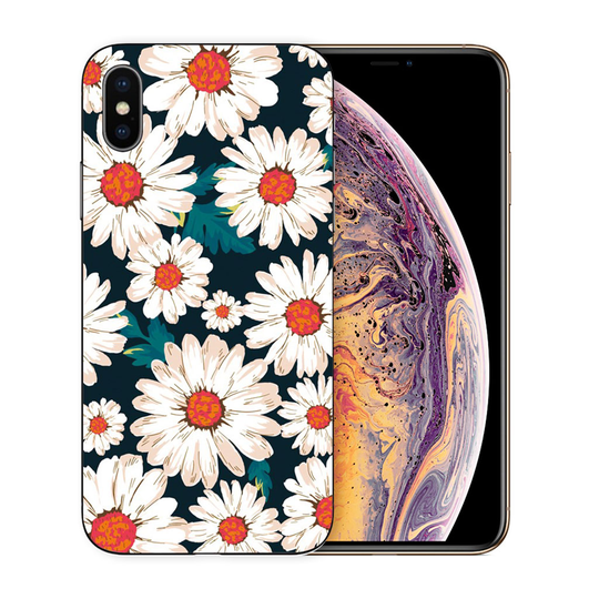 iPhone XS silikooni muovinen joustava ja pehmeä kuviollinen takasuoja kuori - Valkoiset Kukat