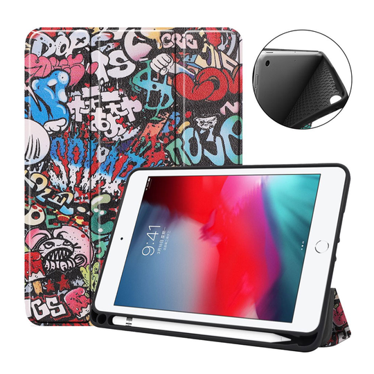 iPad Air (2019) tri-fold nahkainen suojakotelo - Graffiti Kuosi