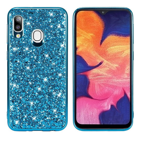 Glitter Samsung Galaxy A20e kuoret - Syaani