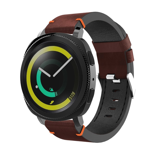 Samsung Gear Sport laadukas ranneke - Kahvi / Oranssilla ompeleella