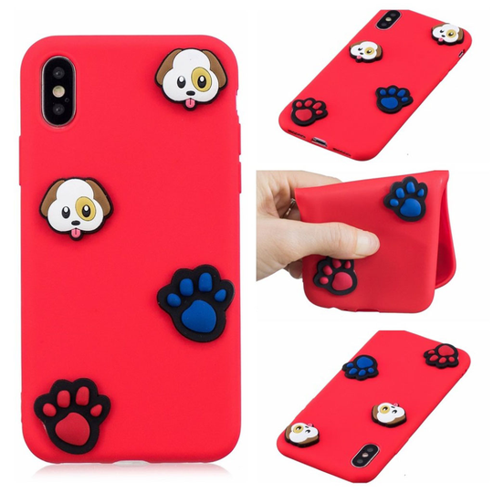 iPhone 9 Plus 3D Sarjakuva Kuviollinen Pehmeä Muovinen Takasuoja Kuori - Koirat