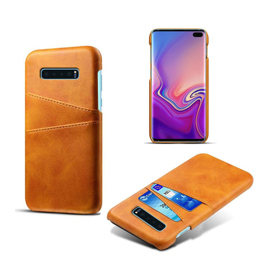 Crazy Horse Samsung Galaxy S10 Plus nahkainen coated suojakotelo - Oranssi