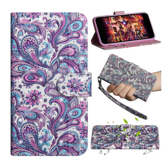 Samsung Galaxy A50 patterned leather case - Colorized Flowers