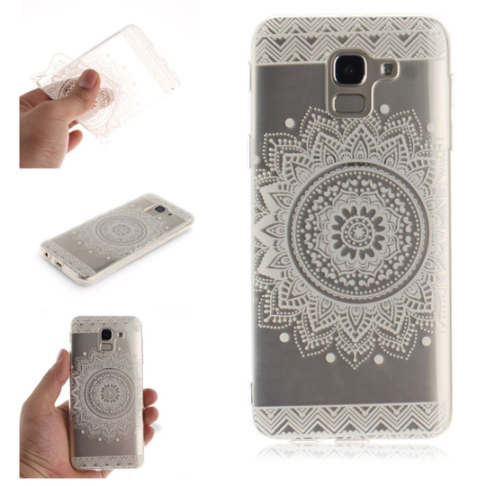 Samsung Galaxy J6 (2018) IMD Kuviollinen Kirkas Pehmeä Muovinen Takasuoja Kuori - Valkoinen Mandala