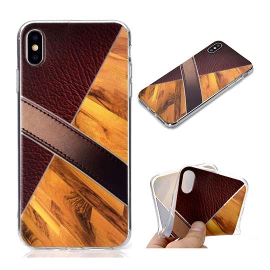 iPhone XS liitos marmori kuviollinen silikooni muovinen takasuoja kuori - Kulta