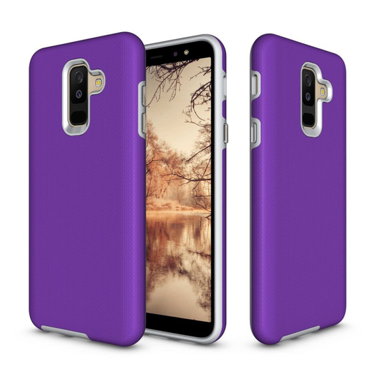 Samsung Galaxy A6 Plus (2018) Anti-Slip Pintainen Hybriidi PC Ja TPU Muovinen Takasuoja Kuori - Violetti
