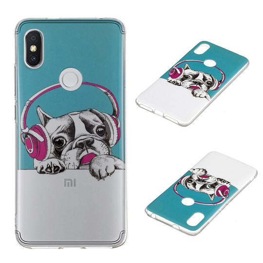 Xiaomi Redmi S2 IMD Kuvallinen Valoisa Joustava Muovinen Takasuoja Kuori - Koira Kuulokkeilla
