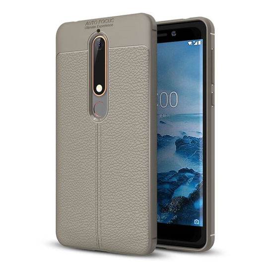 Nokia 6 (2018) litsitekstuurinen suojakuori - Harmaa