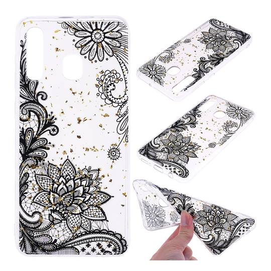 Samsung Galaxy A50 glitter pattern case - Black Lace