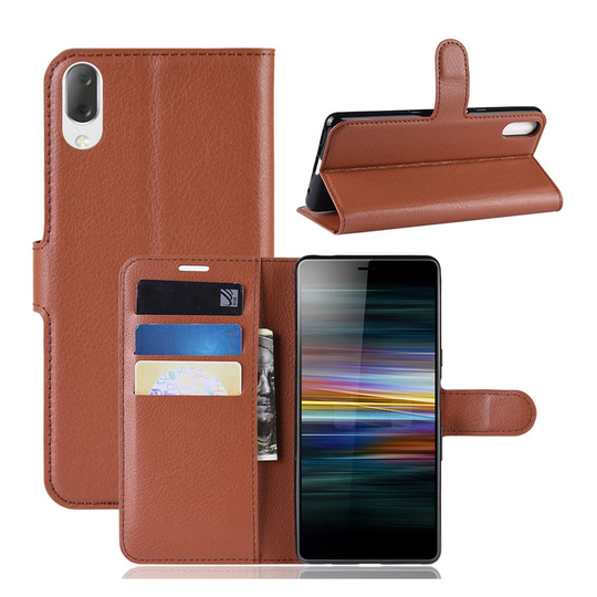 Sony Xperia L3 litchi leather case - Brown