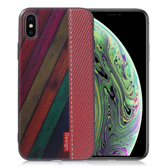 iPhone XS Uniikki stereoskooppinen kuviollinen silikooni muovinen suojakuori - Värikkäät Raidat Punainen