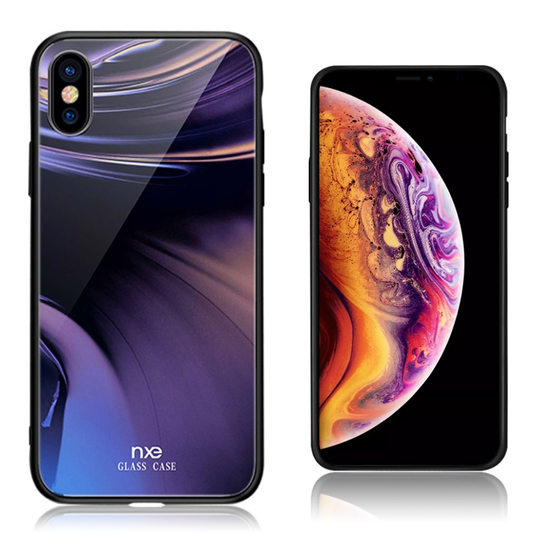 iPhone Xs Max NXE sarjan hybriidi suojakuori lasista ja muovista - Tyyli D