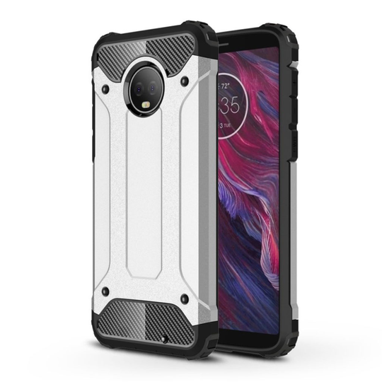 Motorola Moto G6 Plus heavy duty rugged hybrid case - Silver